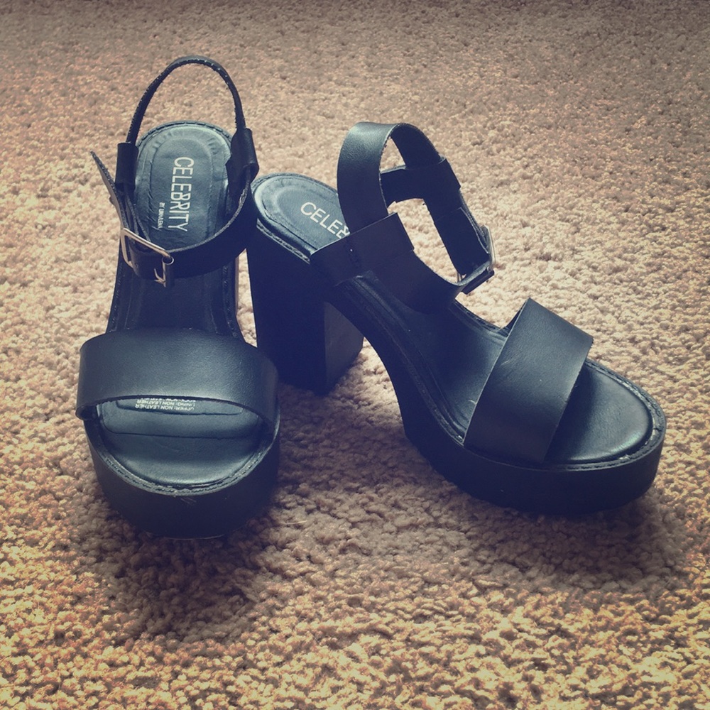 Black chunky heels